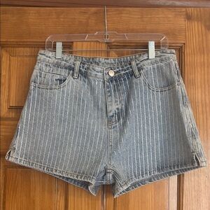 Dance & Marvel Light Blue Rhinestone Shorts